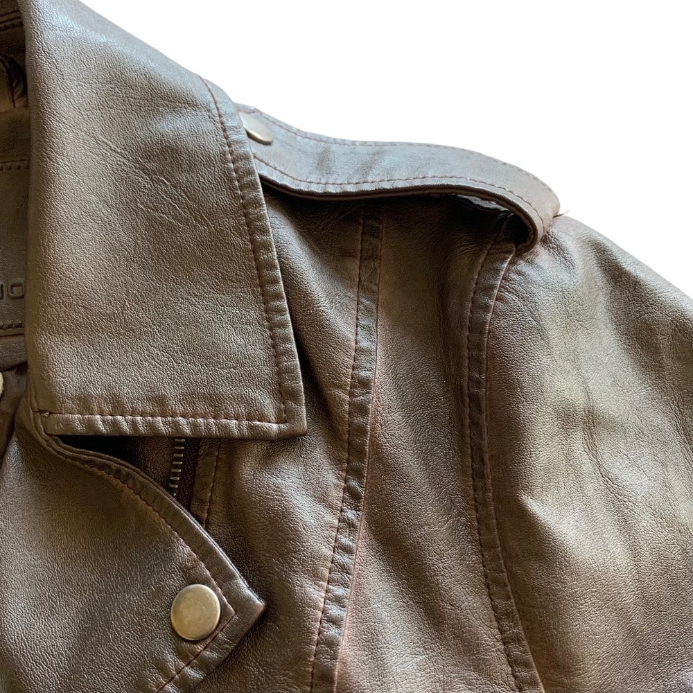 🌸New🌸 Max Studio Faux Leather Moto Jacket Sz L - Picture 4 of 10